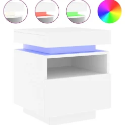 vidaXL Mesas-Mesita de noche con luces LED 40x39x48,5 cm