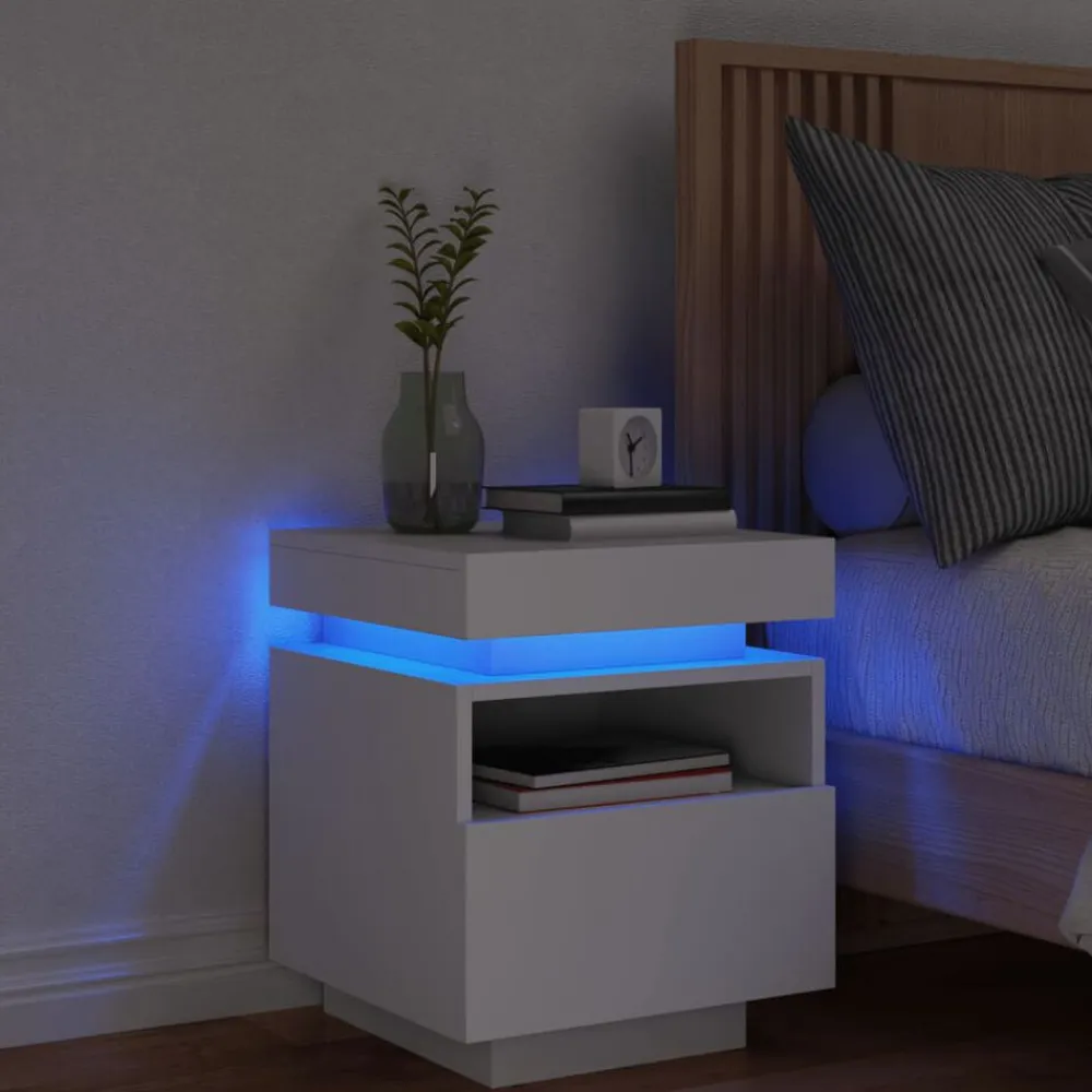 vidaXL Mesas-Mesita de noche con luces LED 40x39x48,5 cm