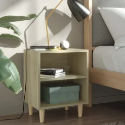 vidaXL Mesas-Mesita de noche con patas madera maciza 40x30x50cm