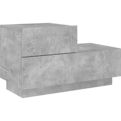 vidaXL Mesas-Mesita de noche con luces LED gris hormigón 70x36x40,5 cm