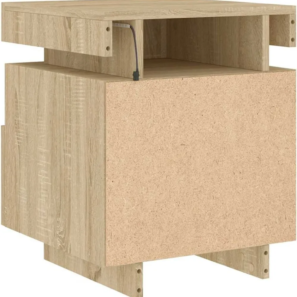 vidaXL Mesita de noche con luces LED 40x39x48,5 cm Roble Sonoma