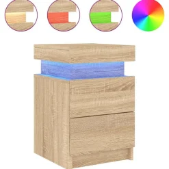 vidaXL Mesas-Mesita de noche con luces LED 35x39x55 cm