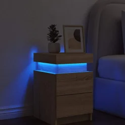 vidaXL Mesas-Mesita de noche con luces LED 35x39x55 cm