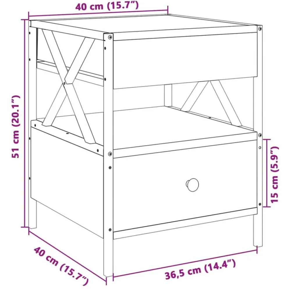vidaXL Mesita de noche con Infinity LED 40x40x51 cm Roble Sonoma Outlet