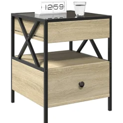 vidaXL Mesita de noche con Infinity LED 40x40x51 cm Roble Sonoma Outlet