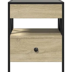 vidaXL Mesita de noche con Infinity LED 40x40x51 cm Roble Sonoma Outlet