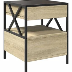 vidaXL Mesita de noche con Infinity LED 40x40x51 cm Roble Sonoma Outlet