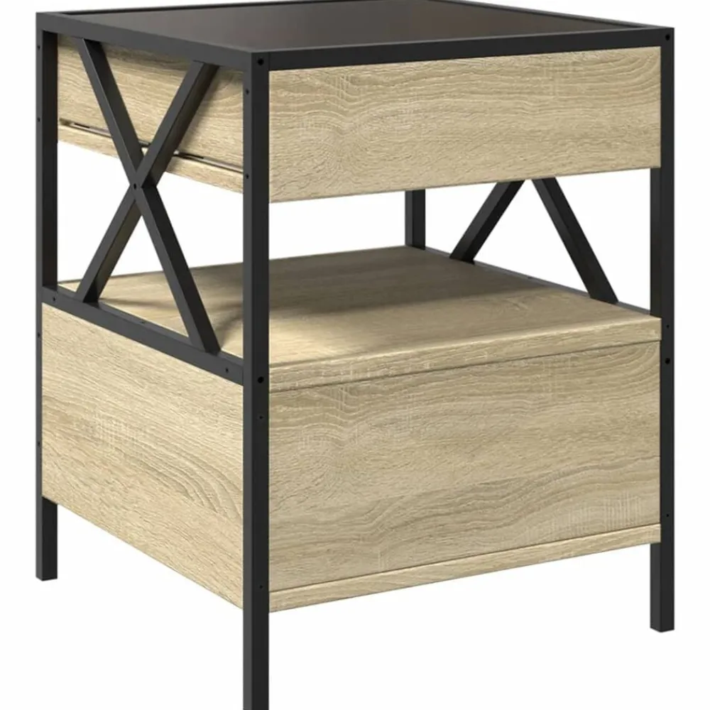 vidaXL Mesita de noche con Infinity LED 40x40x51 cm Roble Sonoma Outlet