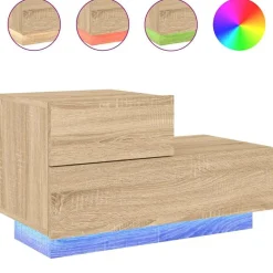 vidaXL Mesas-Mesita de noche con luces LED 70x36x40,5 cm