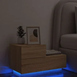 vidaXL Mesas-Mesita de noche con luces LED 70x36x40,5 cm