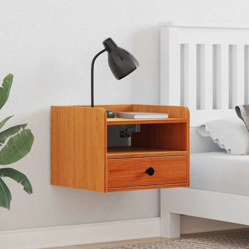 vidaXL Mesita de Noche con cajón Marrón cera 38 x 36 x 29,5 cm Marrón cera Sale