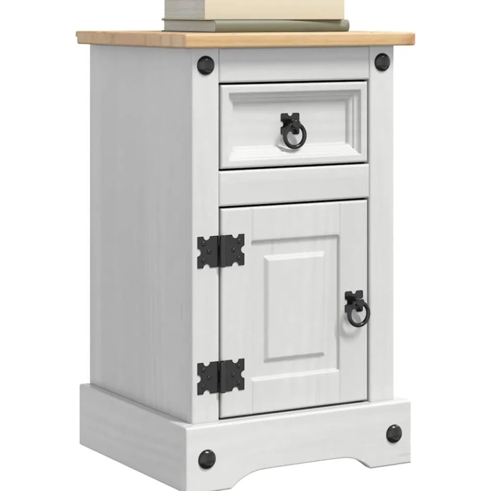 vidaXL Mesita de Noche Corona 35 x 32,5 x 58 cm Madera de pino macizo Online