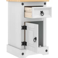 vidaXL Mesita de Noche Corona 35 x 32,5 x 58 cm Madera de pino macizo Online