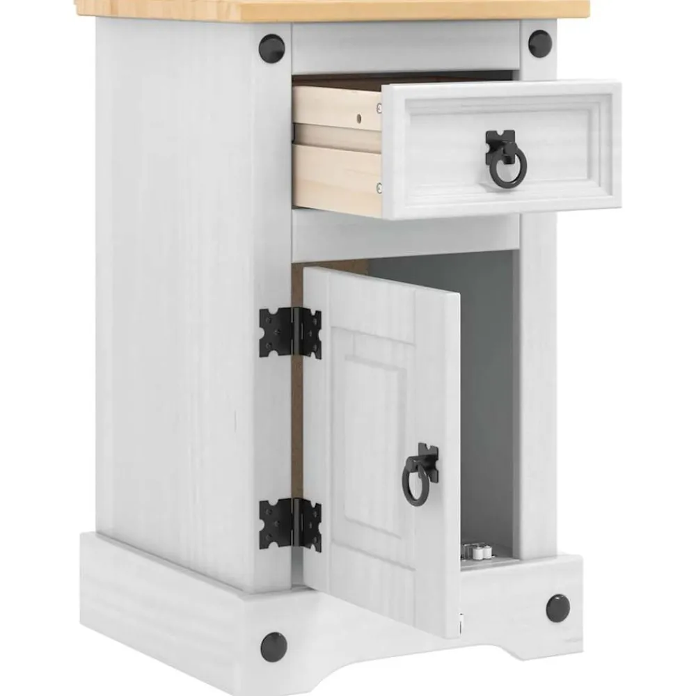 vidaXL Mesita de Noche Corona 35 x 32,5 x 58 cm Madera de pino macizo Online