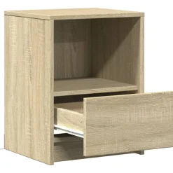 vidaXL Mesas-Mesita de noche con luces LED madera de ingeniería