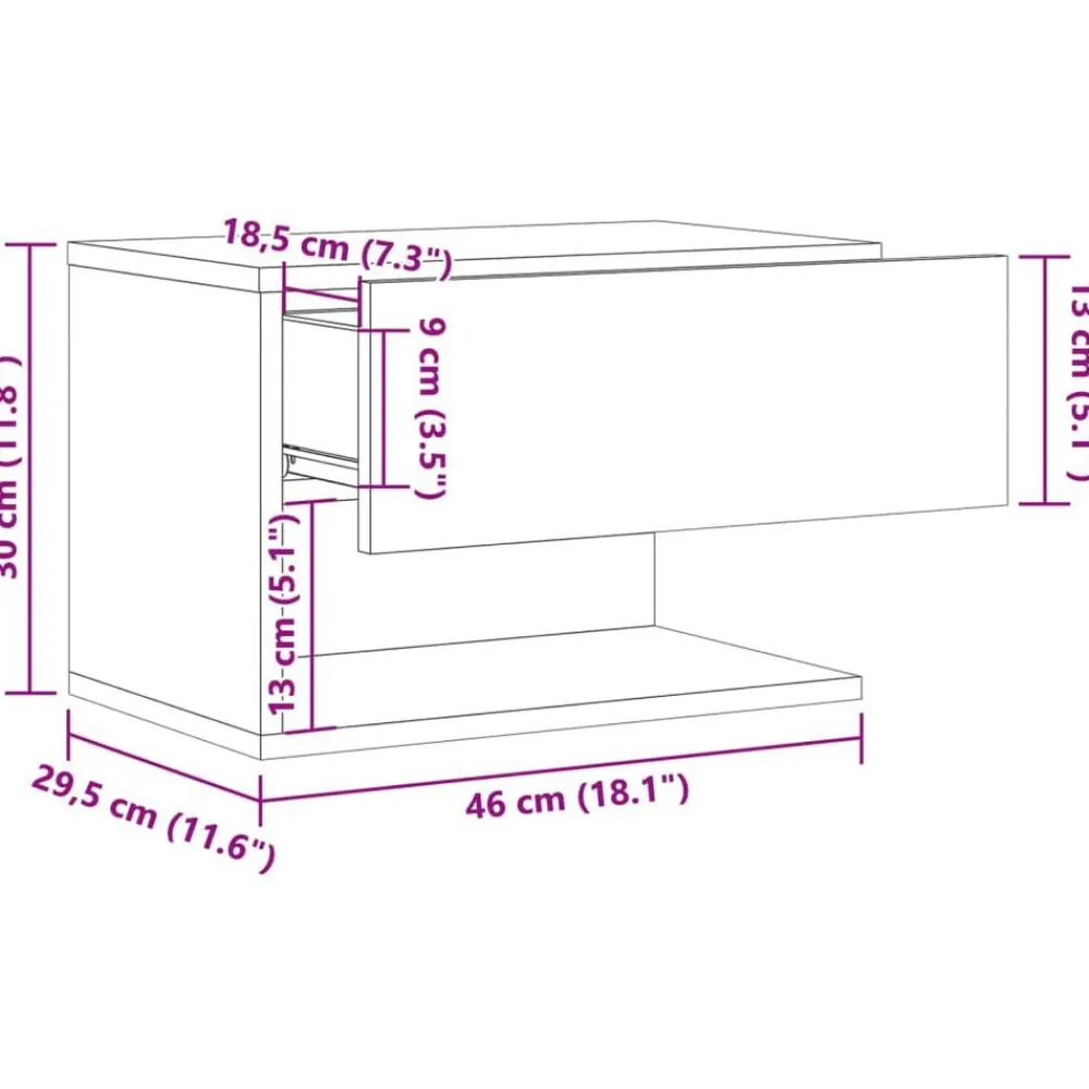 vidaXL Mesas-Mesita de noche de pared madera envejecida