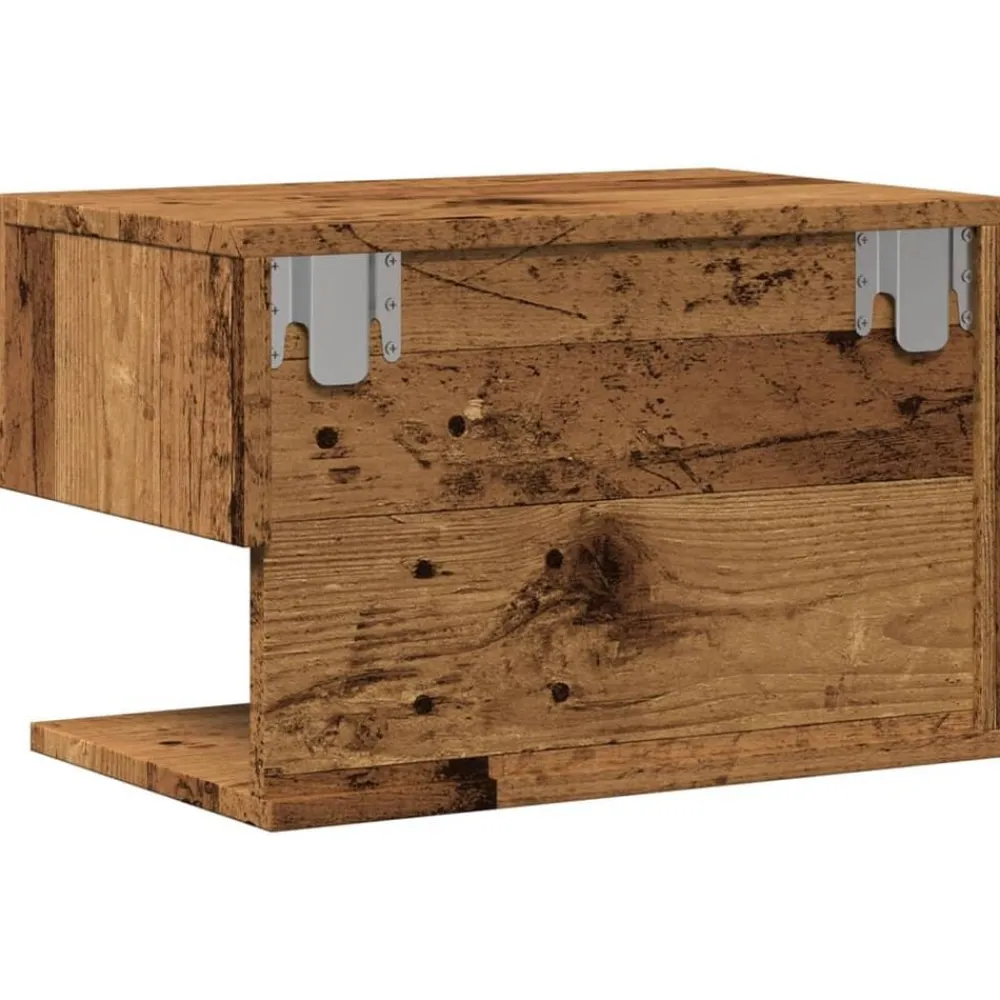 vidaXL Mesas-Mesita de noche de pared madera envejecida