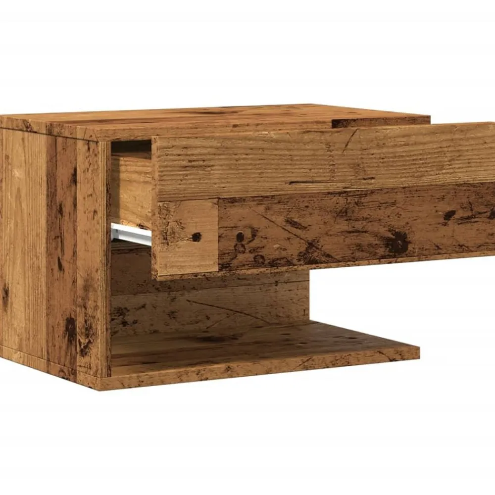 vidaXL Mesas-Mesita de noche de pared madera envejecida