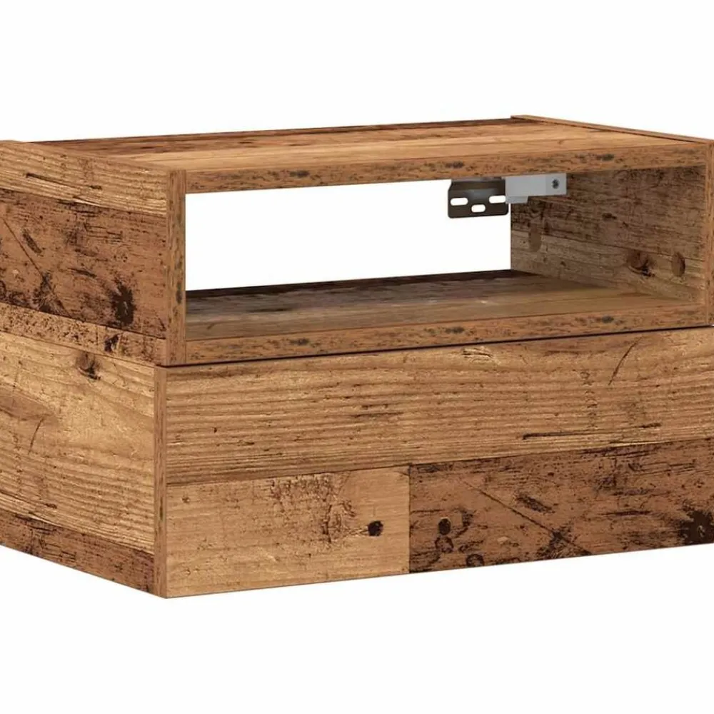 vidaXL Mesita de noche de pared madera vieja 45x26x28,5 cm Madera antigua Best