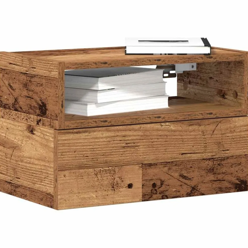 vidaXL Mesita de noche de pared madera vieja 45x26x28,5 cm Madera antigua Best