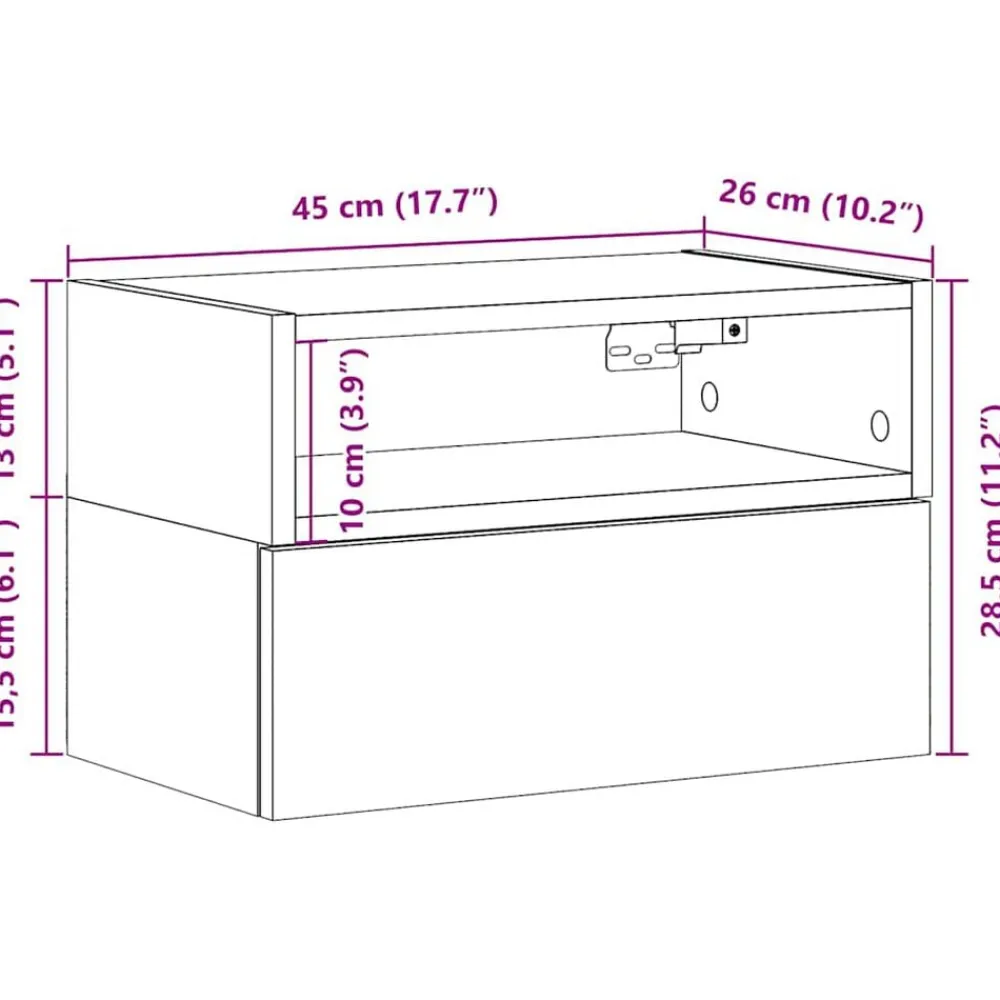 vidaXL Mesita de noche de pared madera vieja 45x26x28,5 cm Madera antigua Best