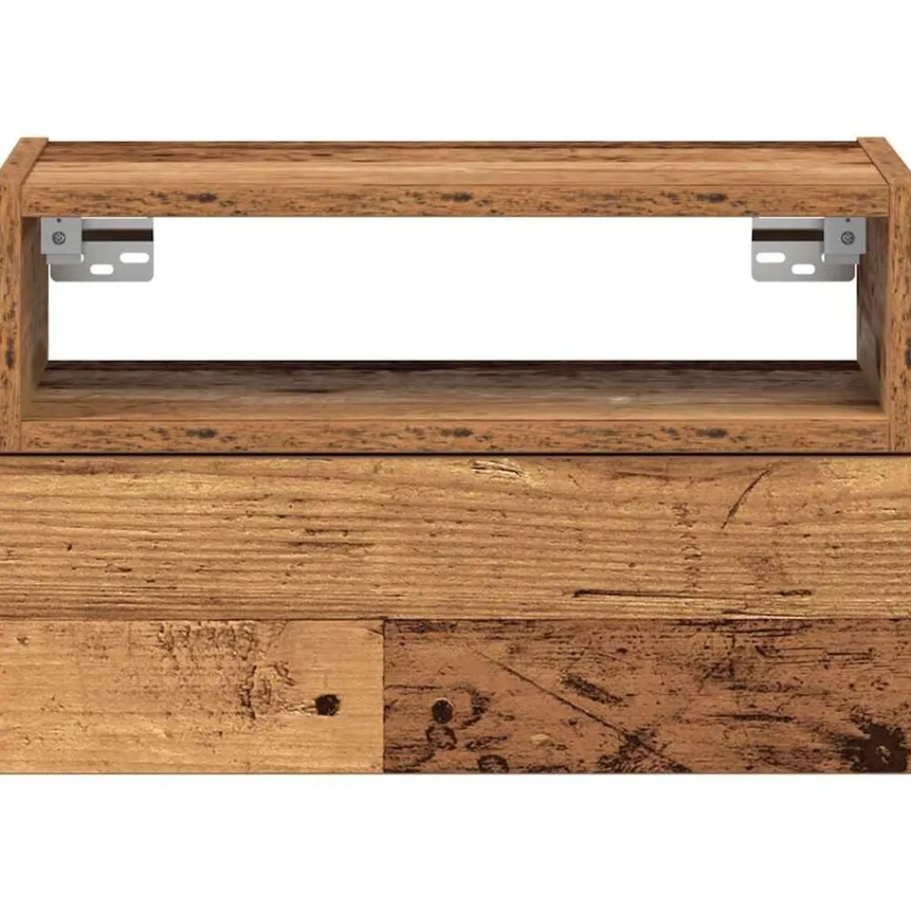 vidaXL Mesita de noche de pared madera vieja 45x26x28,5 cm Madera antigua Best