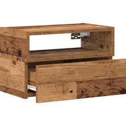vidaXL Mesita de noche de pared madera vieja 45x26x28,5 cm Madera antigua Best