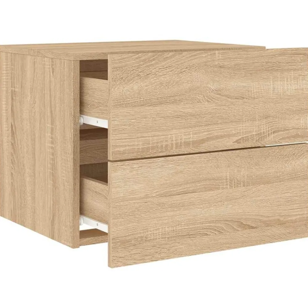 vidaXL Mesas-Mesita de noche de pared con luces LED
