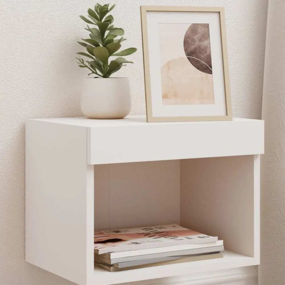 vidaXL Muebles Tv-Mesita de noche de pared con luces LED