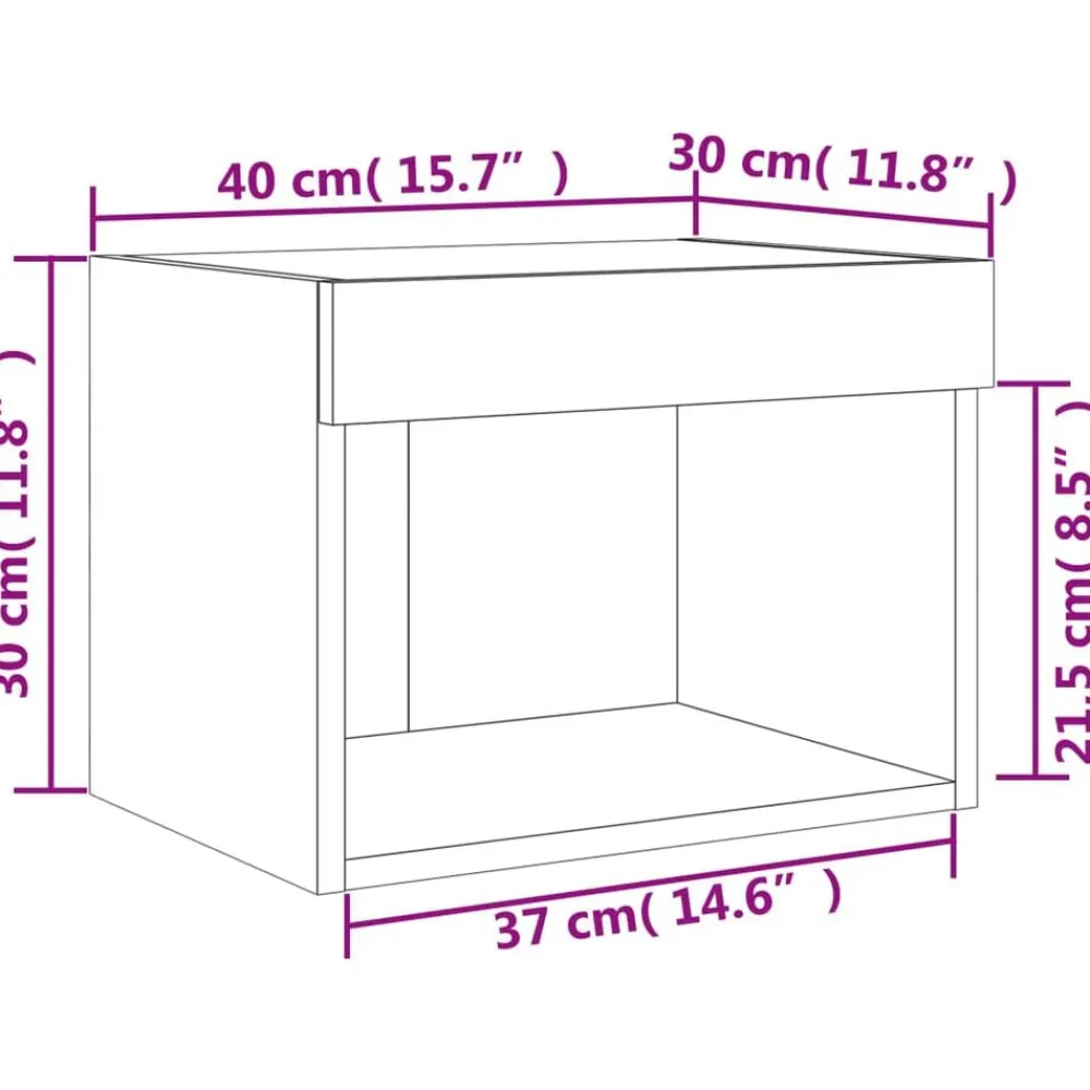 vidaXL Muebles Tv-Mesita de noche de pared con luces LED