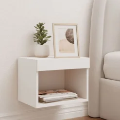 vidaXL Muebles Tv-Mesita de noche de pared con luces LED