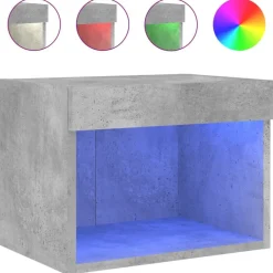 vidaXL Mesita de noche de pared con luces LED gris hormigón Gris hormig&oacute;n Online