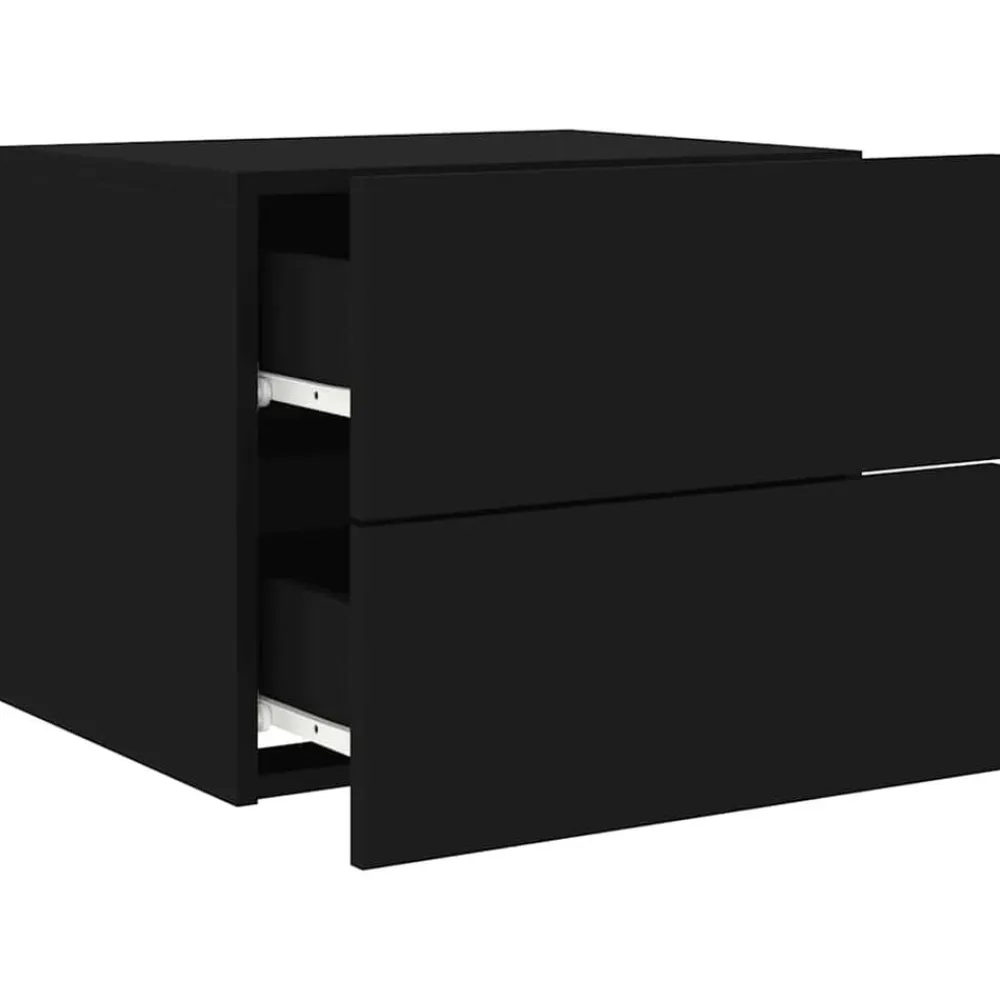 vidaXL Mesita de noche de pared con luces LED Negro Online