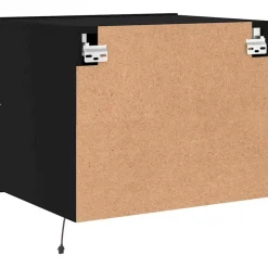 vidaXL Mesita de noche de pared con luces LED Negro Online