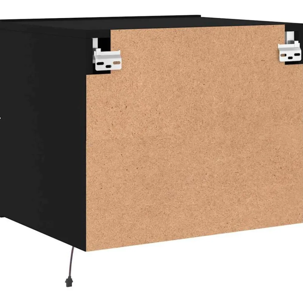 vidaXL Mesita de noche de pared con luces LED Negro Online