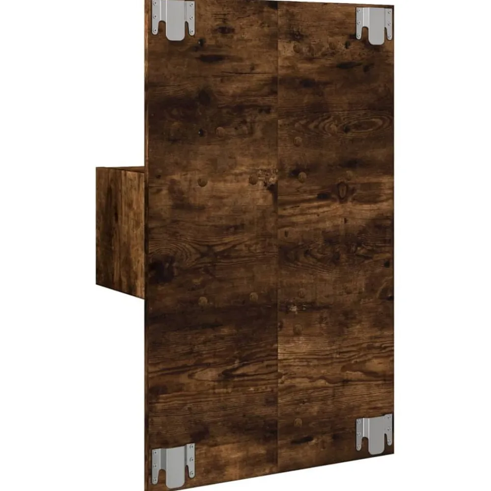 vidaXL Mesita de noche de pared con luces LED Roble ahumado Outlet