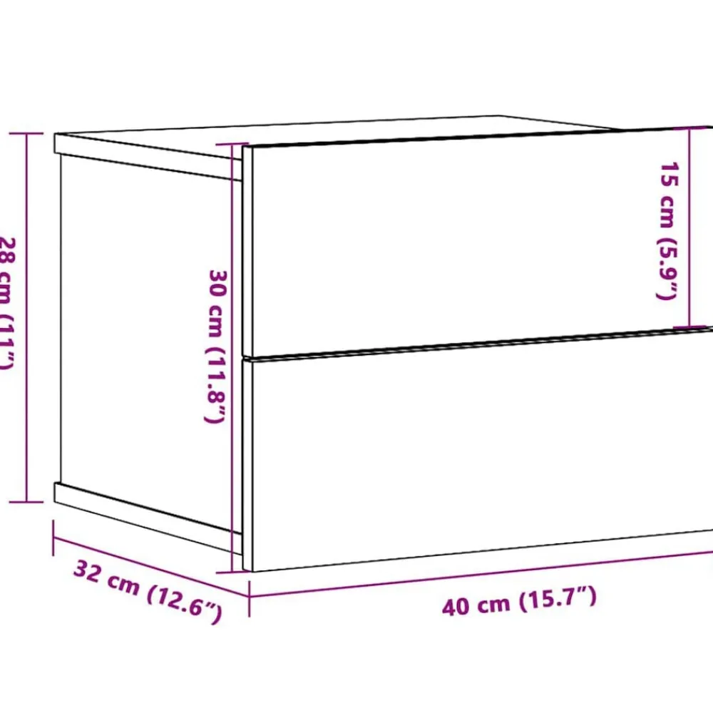 vidaXL Mesita de noche de pared color 40x32x30 cm Roble artisan Clearance