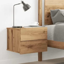 vidaXL Mesita de noche de pared color 40x32x30 cm Roble artisan Clearance
