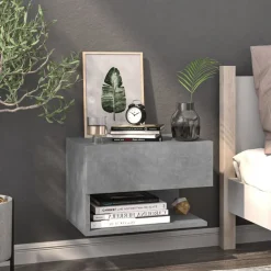 vidaXL Mesita de noche de pared color gris hormigón Gris hormig&oacute;n Best