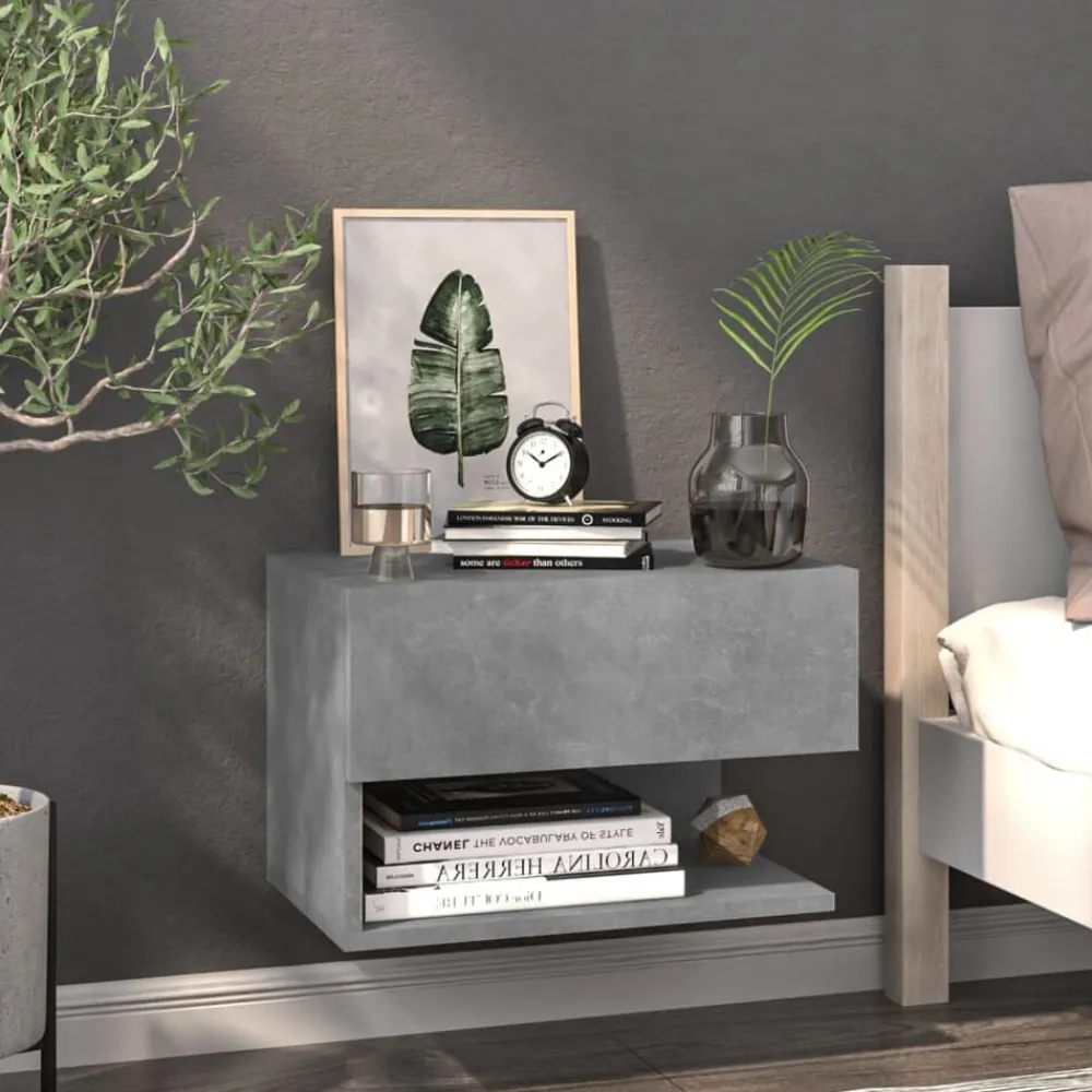 vidaXL Mesita de noche de pared color gris hormigón Gris hormigón Best