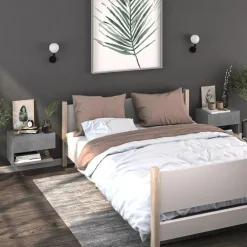 vidaXL Mesita de noche de pared color gris hormigón Gris hormigón Best