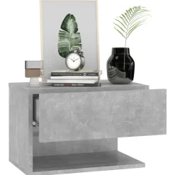 vidaXL Mesita de noche de pared color gris hormigón Gris hormigón Best