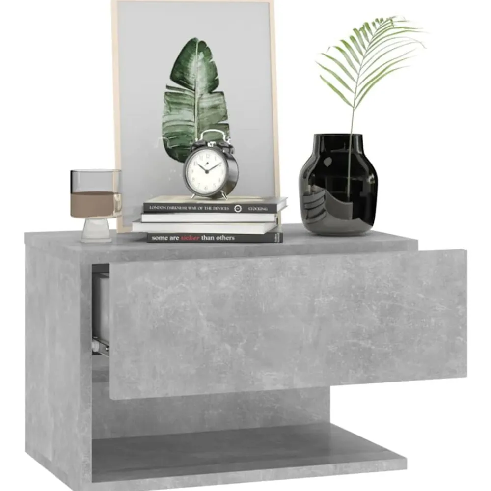 vidaXL Mesita de noche de pared color gris hormigón Gris hormigón Best