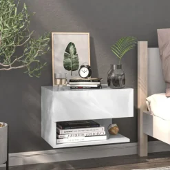 vidaXL Mesas-Mesita de noche de pared blanca