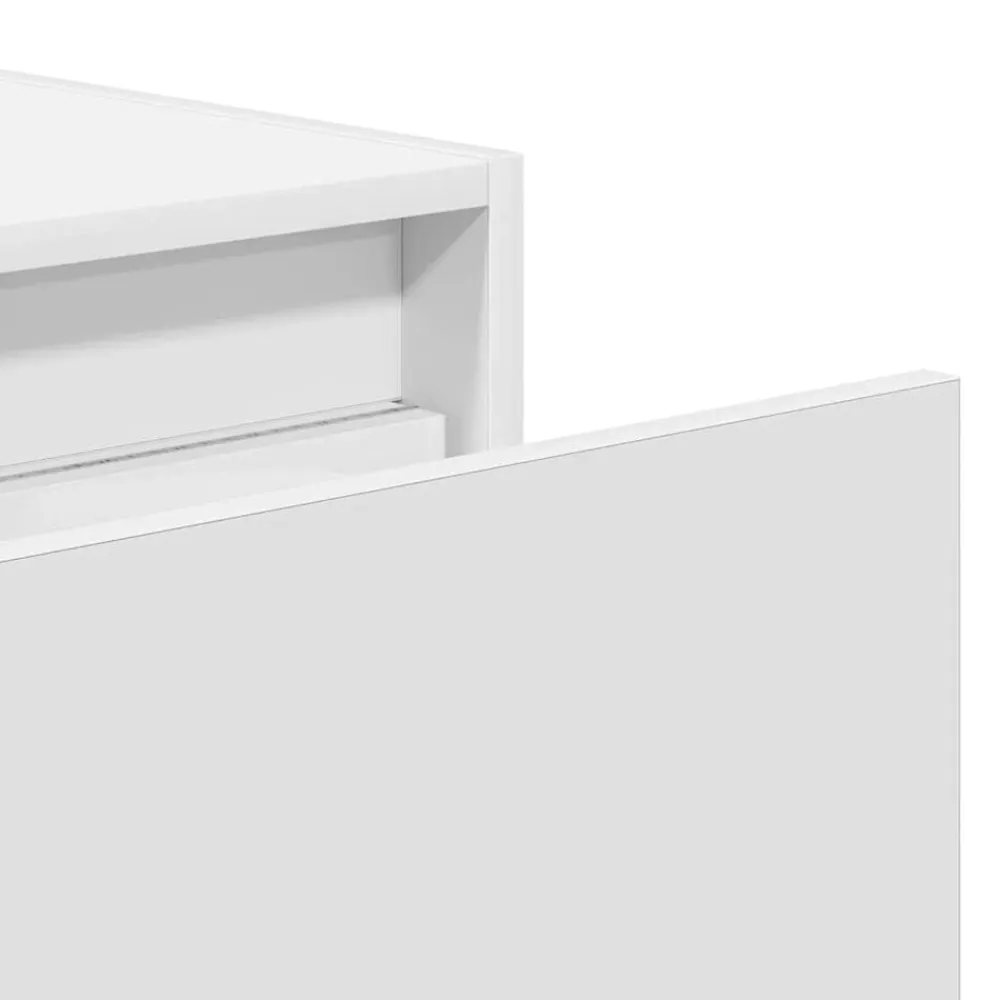 vidaXL Mesita de noche de pared con luces LED Blanco