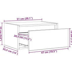 vidaXL Mesita de noche de pared con luces LED Blanco
