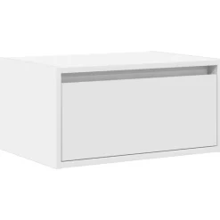 vidaXL Mesita de noche de pared con luces LED Blanco