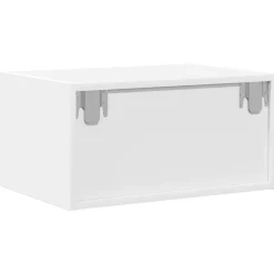 vidaXL Mesita de noche de pared con luces LED Blanco