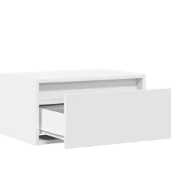 vidaXL Mesita de noche de pared con luces LED Blanco