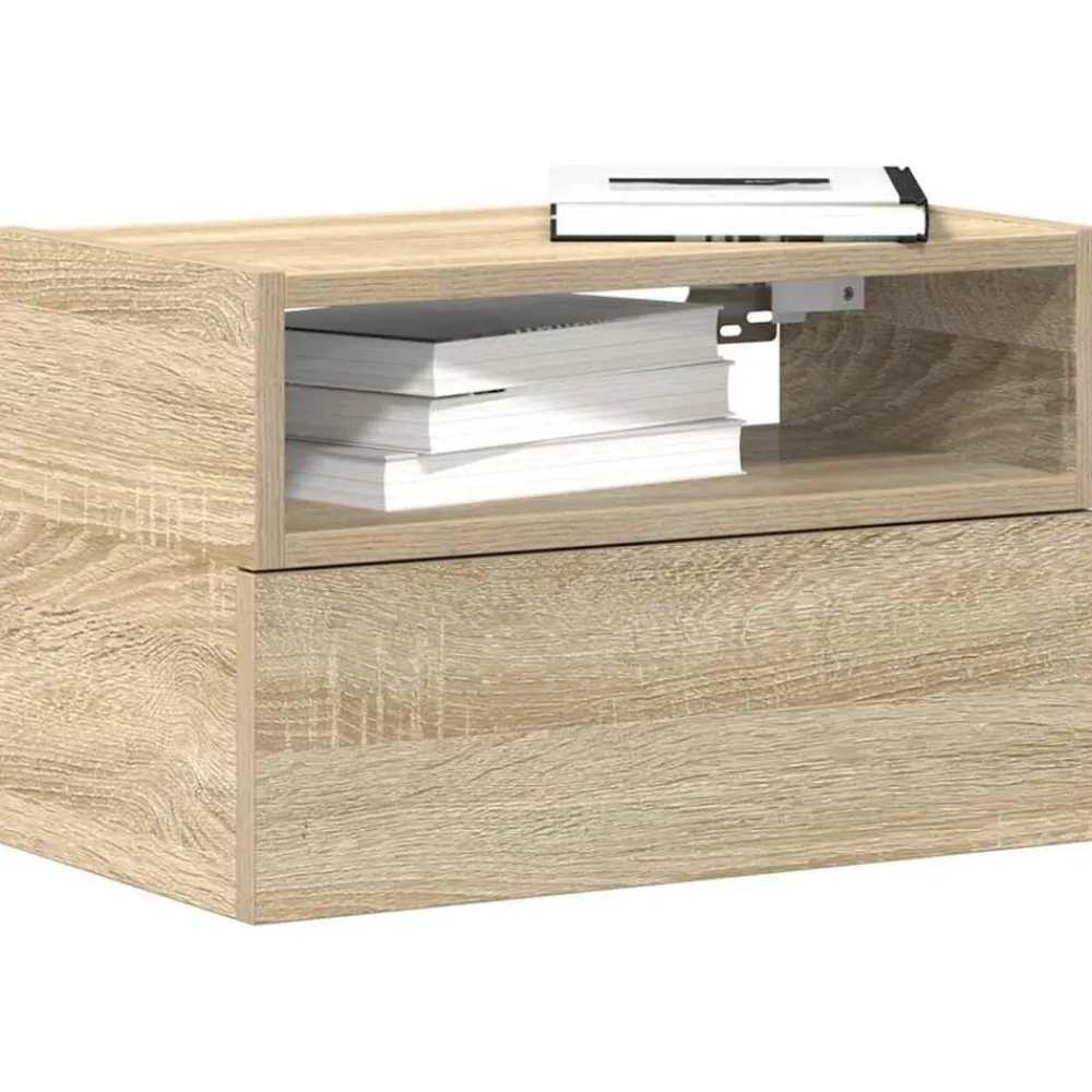 vidaXL Mesita de noche de pared color roble ahumado 45x26x28,5 cm Roble Sonoma Hot
